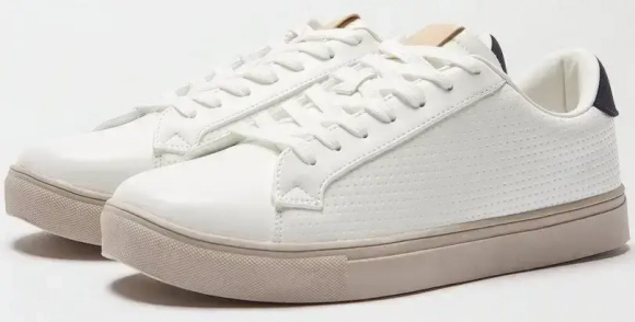 Burtons white smart embossed trainers mens