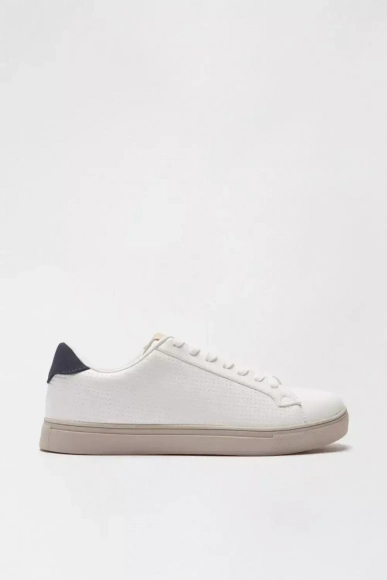 burtons white smart embossed trainers side view